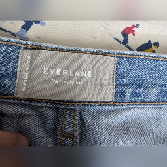Like new Everlane women's The Cheeky Jeans, light wash blue, button fly, 25 crop - Picture 3 of 8